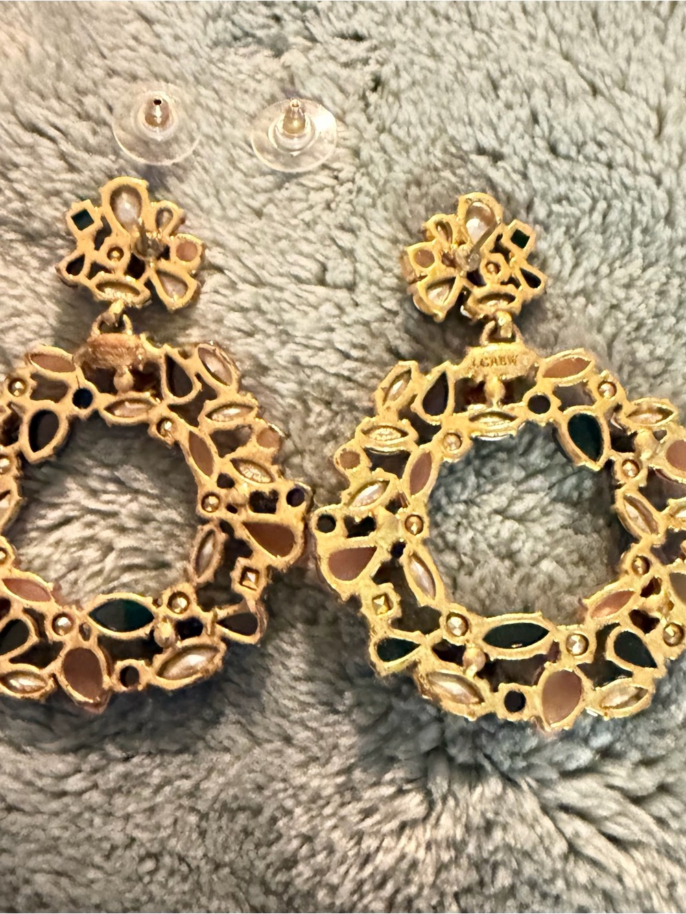 J.Crew Colorful Floral Hoop Wreath Statement Earrings - Multi Fall Winter colors - Picture 3 of 6